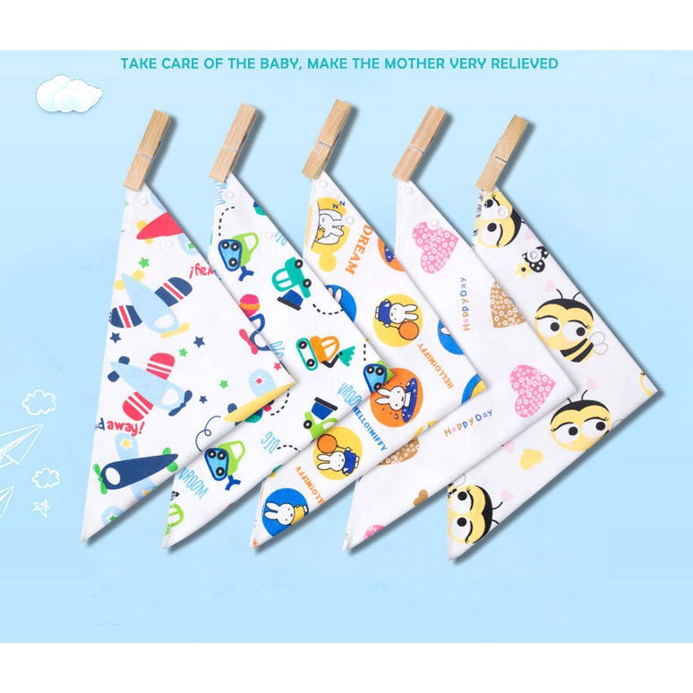 Yếm ăn vải cotton họa tiết hoạt hình đáng yêu dành cho bé