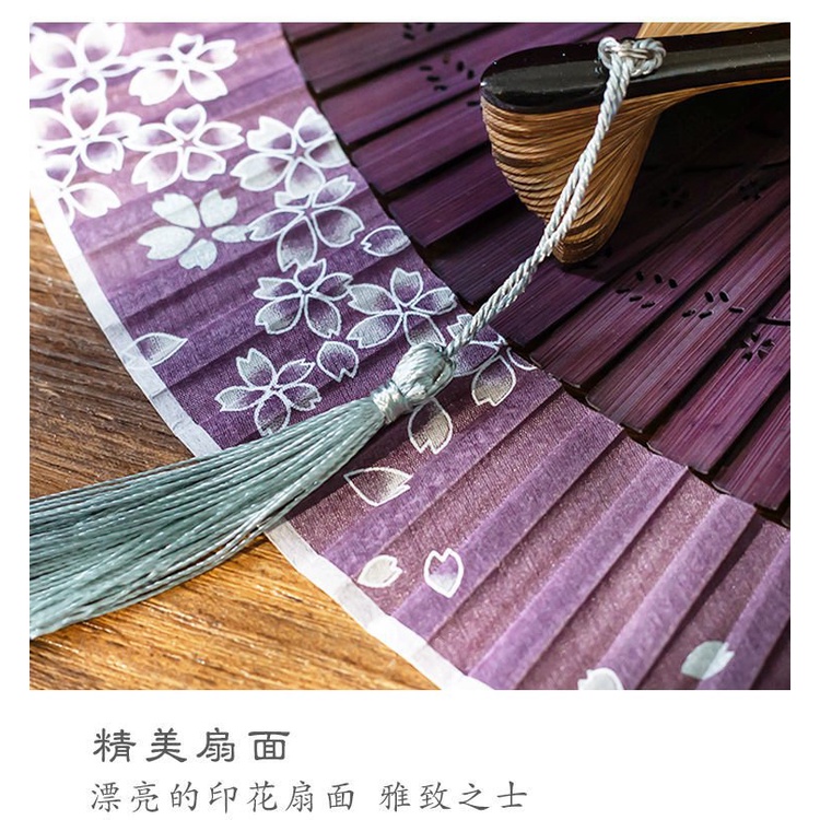 Quạt xếp phối tua rua phong cách Trung Hoa cổ điển nhiều màu sắc 4wi