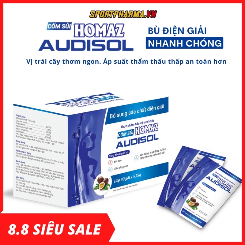 Thực Phẩm Bảo Vệ Sức Khoẻ Bổ Sung Điện Giải, Cốm Sủi HOMAZ AUDISOL