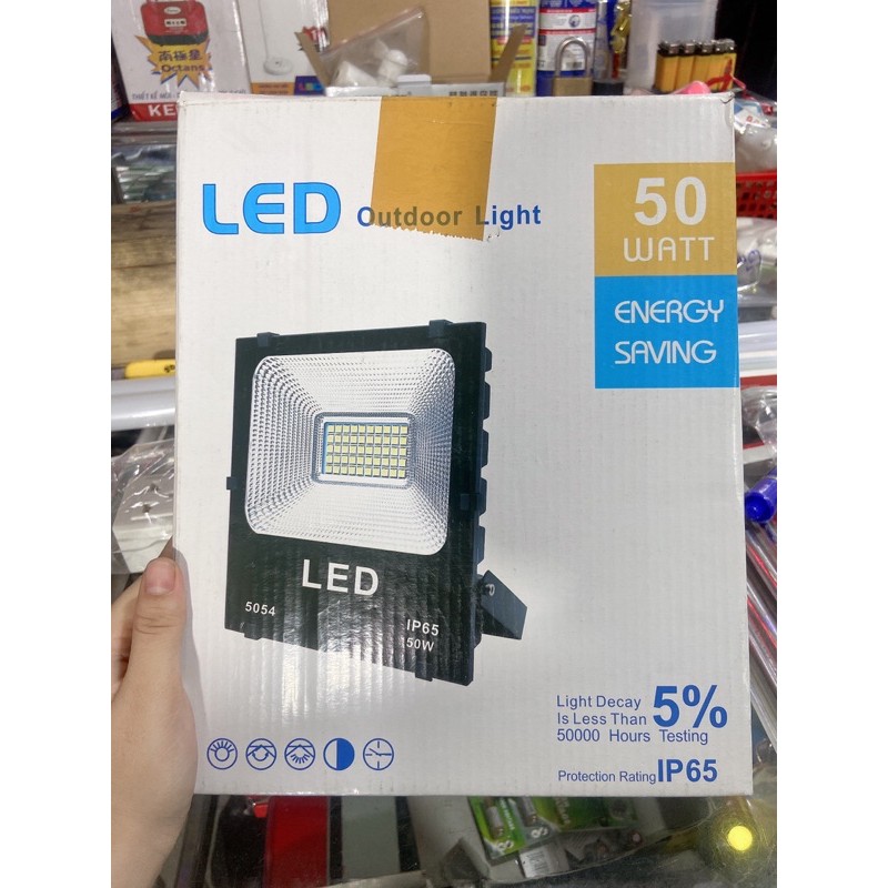 BỘ ĐÈN LED PHA 50w (kèm 2m dây và phích) - CHỐNG NƯỚC IP65