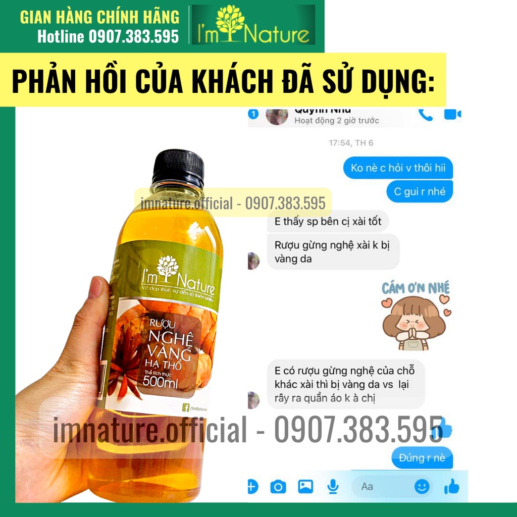 Rượu Nghệ Vàng Hạ Thổ I'm Nature Làm Mờ Thâm Rạn - Sáng Da - Se Khít Chân Lông (500ml)