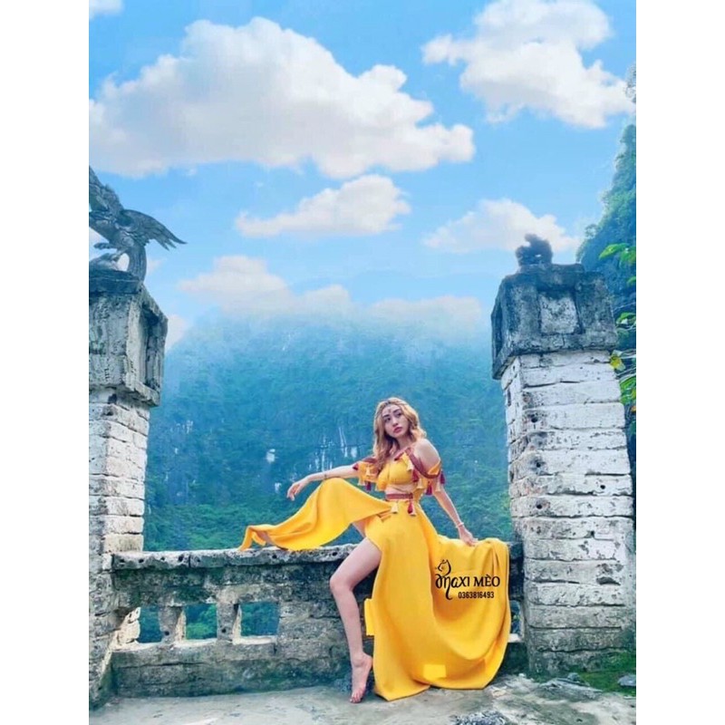 ĐẦM BOHO TUA RUA KHOÉ VAI KHOÉT EO SIZE S SIÊU XINH