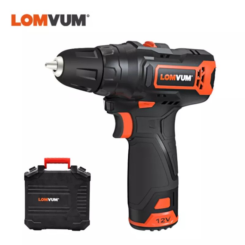 Máy Khoan Cao Cấp LOMVUM 12V 2 tốc độ Đầu kẹp Auto lock . vali đựng