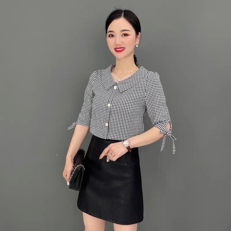  Áo Sơ Mi Nữ Công Sở 2 màu Đỏ - Đen Chất Vải Thô Cotton mềm