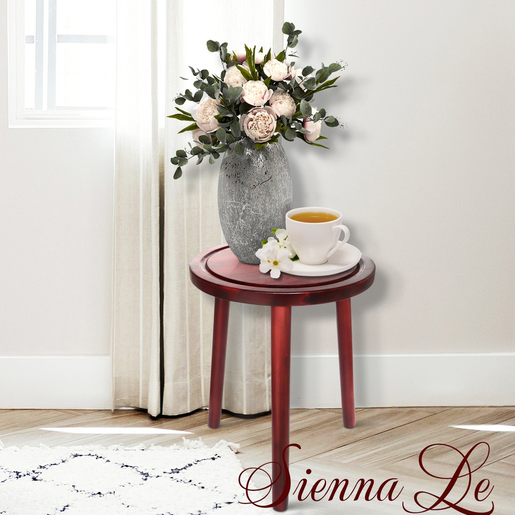 Sienna Le Đôn Gỗ Kệ Giá Tròn Nhỏ Đỡ Chậu Hoa, Chân Lắp Ráp, Mặt Bàn Khoét Rãnh Bàn Kê Đầu Giường (Không bao gồm chậu)