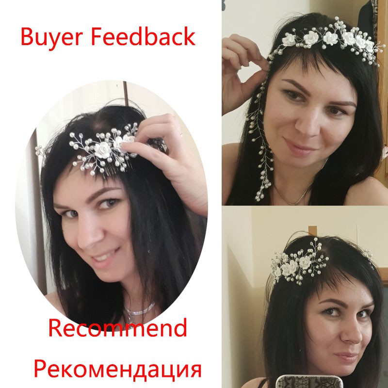 Băng đô cài tóc cô dâu phối đính ngọc trai thời trang