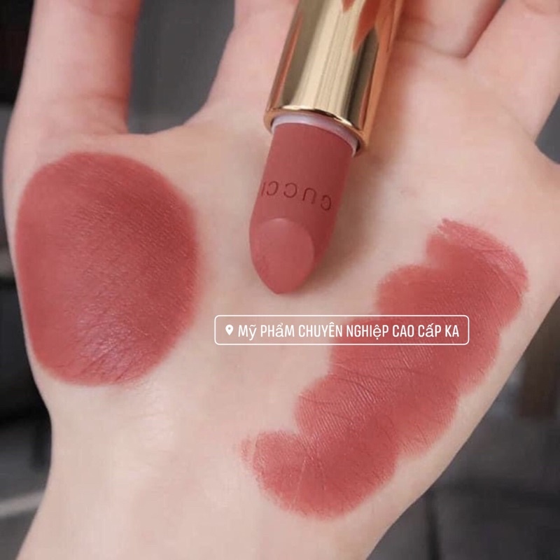 Son thỏi Gucci Matte 204 Peggy Taupe cánh hồng khô