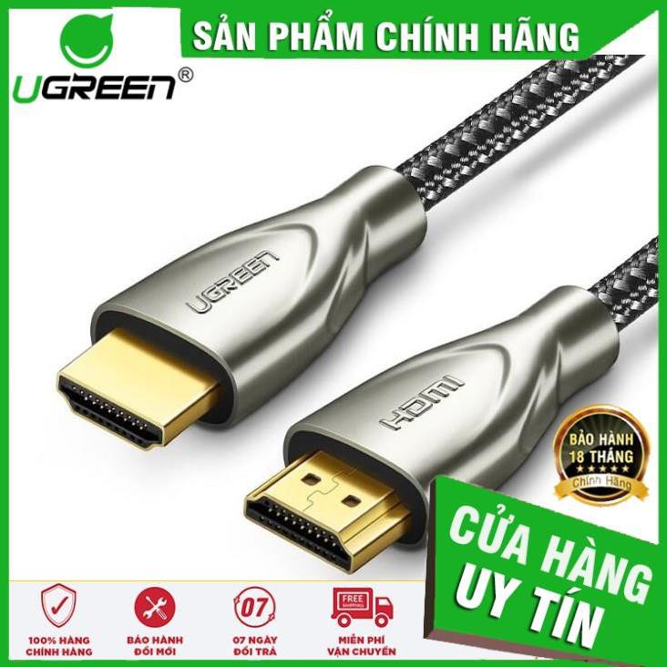 Cáp HDMI 2.0 Carbon chuẩn 4K@60MHz UGREEN HD131 mạ vàng cao cấp độ dài từ 1-5m ✔HÀNG CHÍNH HÃNG ✔