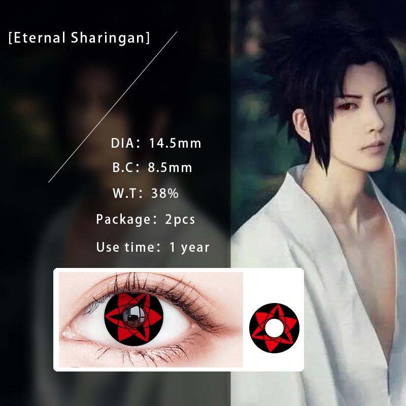 Cặp kính áp tròng JEWELENS hóa trang nhân vật Uchiha Sharingan Itachi Sasuke Kakashi Madara