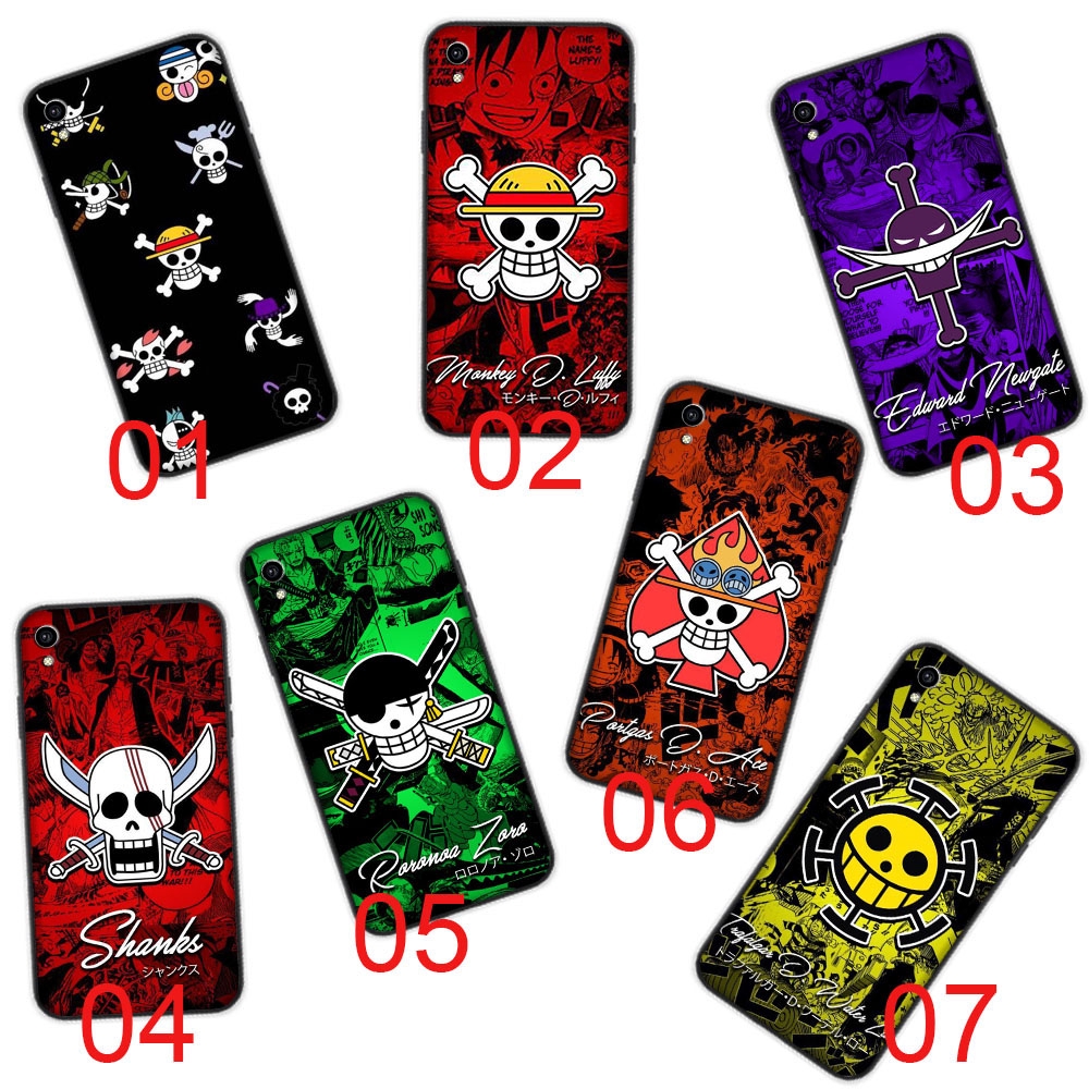 Ốp điện thoại mềm One Piece Pirate Logo Design màu đen VIVO Y91 Y91C Y93 Y95 Y11 Y12 Y17