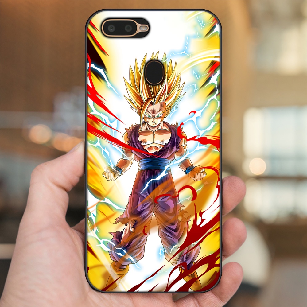 Ốp lưng Oppo A5S, A7, A12, F9 viền đen in hình Gohan Dragon Ball