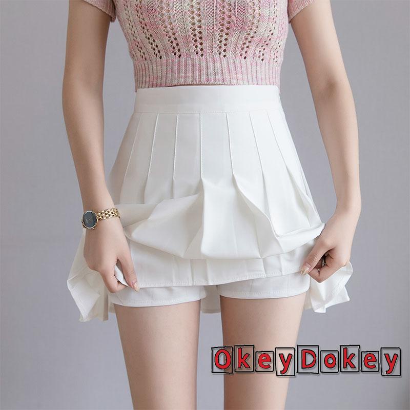 Chân Váy Xếp Ly Lưng Cao Màu Trơn Thời Trang Cho Nữ