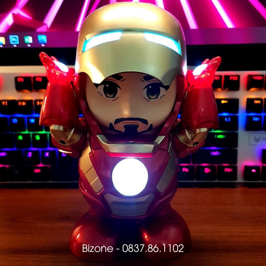 IRONMAN DANCE - Robot nhảy múa, có nhạc và LED trang trí bàn làm việc và trẻ em chơi