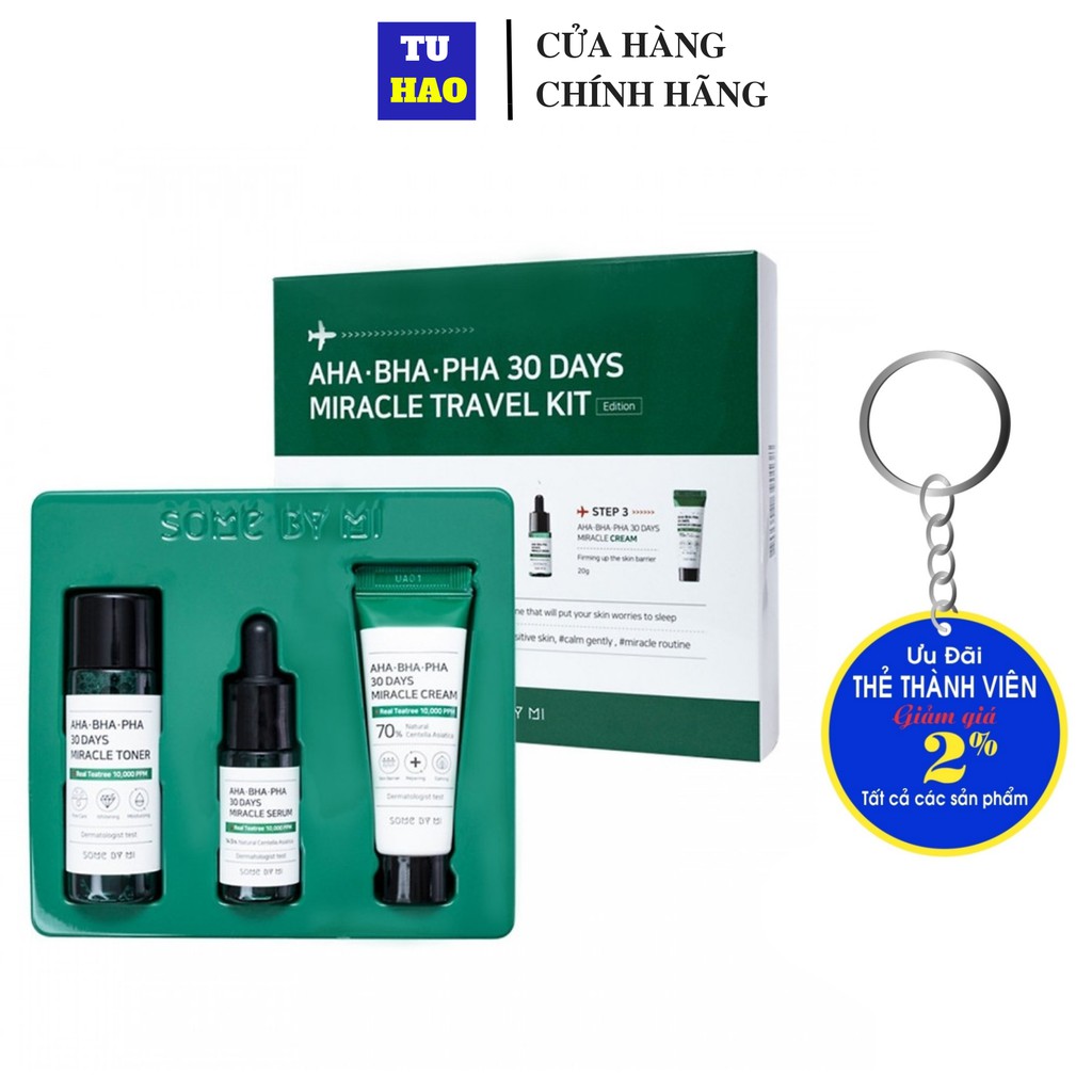 Bộ Mini 3 Sản Phẩm Giảm Mụn Some By Mi AHA- BHA-PHA 30 Days Travel Kit(Toner+Serum+Cream)