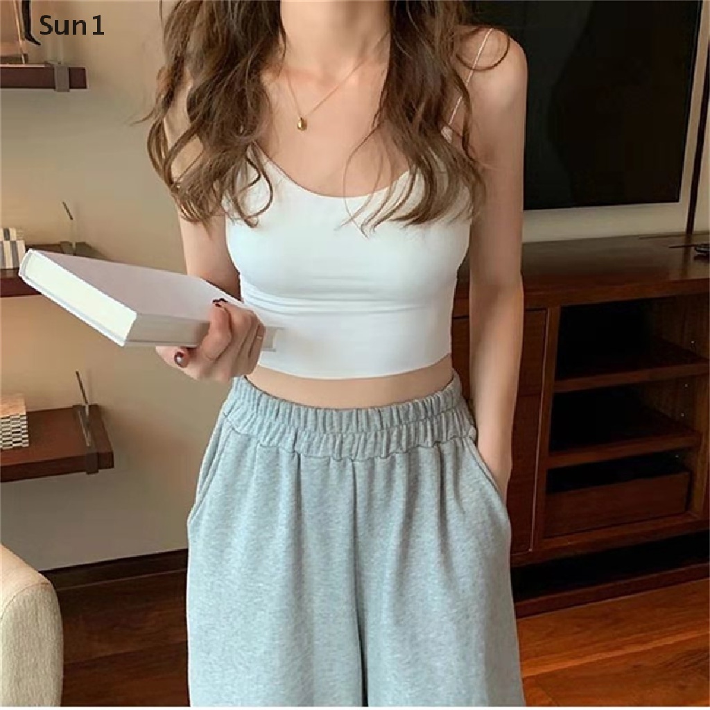 Áo Ngực Crop Top Vải Lụa Mát Không Đường May Màu Trơn Thời Trang Mùa Hè Cho Nữ 1 >