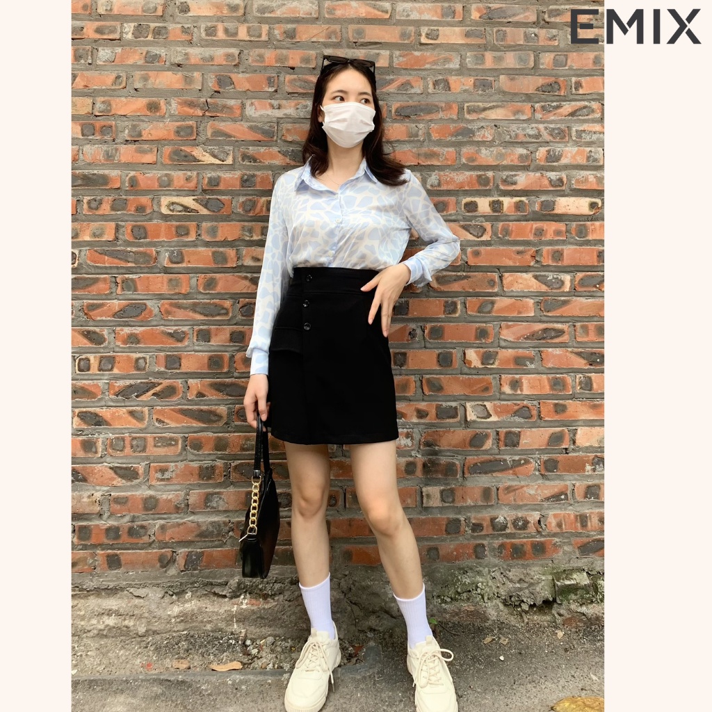 Quần short nữ váy vạt chéo EMIX (3 màu), dáng ngắn, 42cm, cạp cao, khóa sau, vải tuyết mưa, co giãn nhẹ, mềm mịn Q670