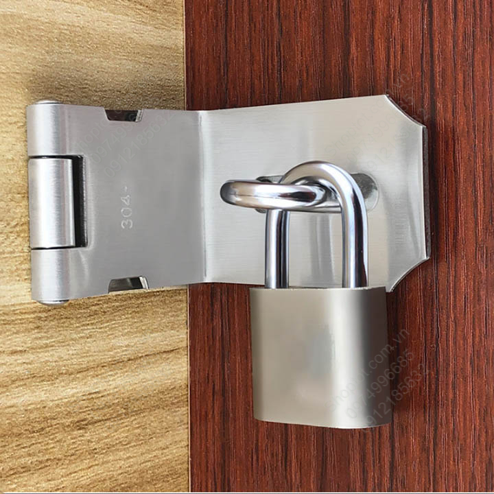 Chốt khóa cửa dạng lật 90 độ, làm bằng inox 304 bền và chắc chắn