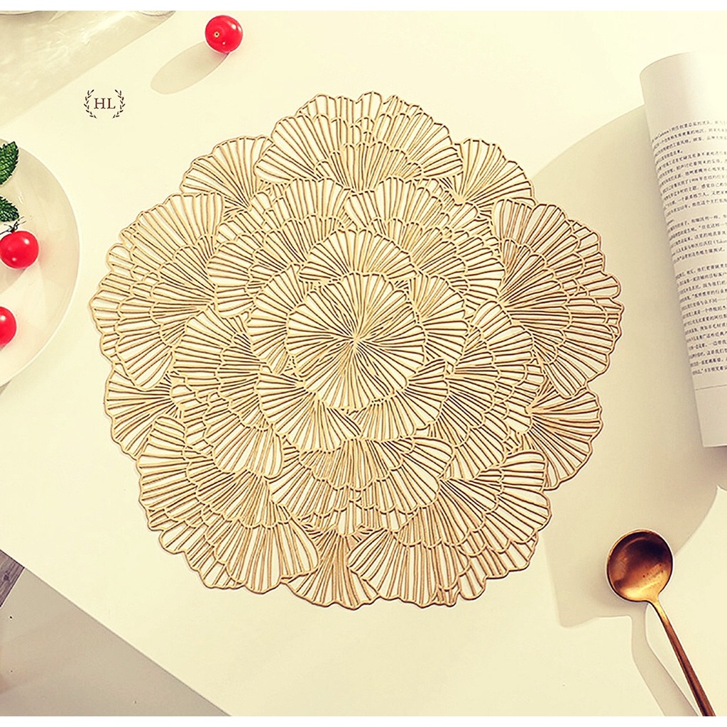 Thảm PVC decor trang trí bàn ăn hình hoa / Khăn trải bàn ăn chất liệu PVC hình hoa