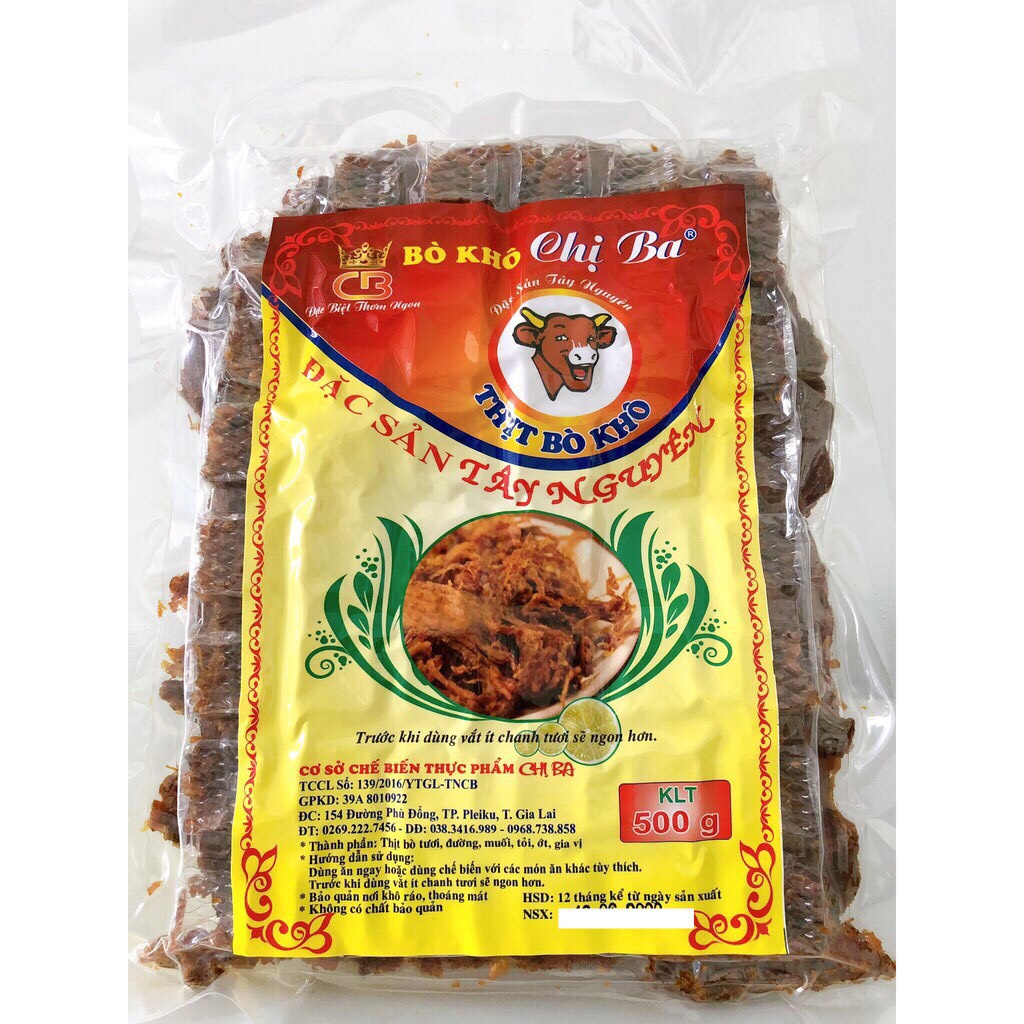 [Bò Khô Gia Lai]Bò khô sạch Loại Cục Chị Ba 500GR | BigBuy360 - bigbuy360.vn