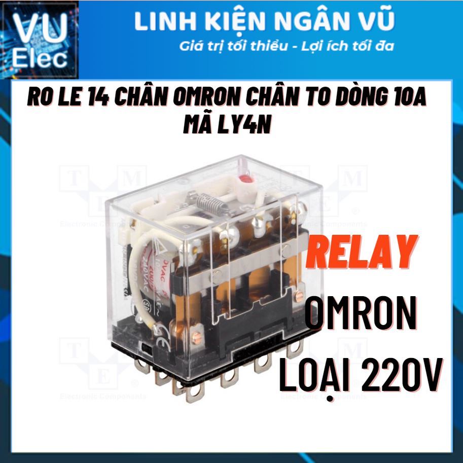 Relay 220V 14 chân, Rơ le trung gian, relay 220V10A có 14 chân  (Chân To)