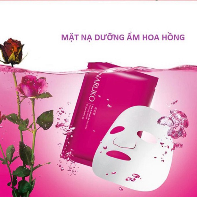 Miếng Lẻ Mặt Nạ Naruko Cấp Nước Sâu & Sáng Da Hoa Hồng Nhung Rose and BOTANIC HA Aqua Cubic Hydrating Mask EX Bản Đài V9