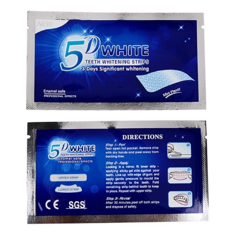 Miếng dán trắng răng 3D 5D White Teeth Whitening Strips Cao Cấp HUBEAUTY