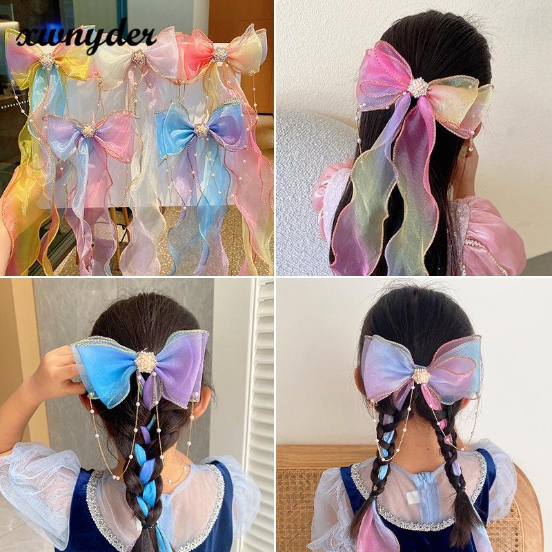 Kẹp Tóc Nơ Đính Ngọc Trai Đáng Yêu Cho Bé Gái