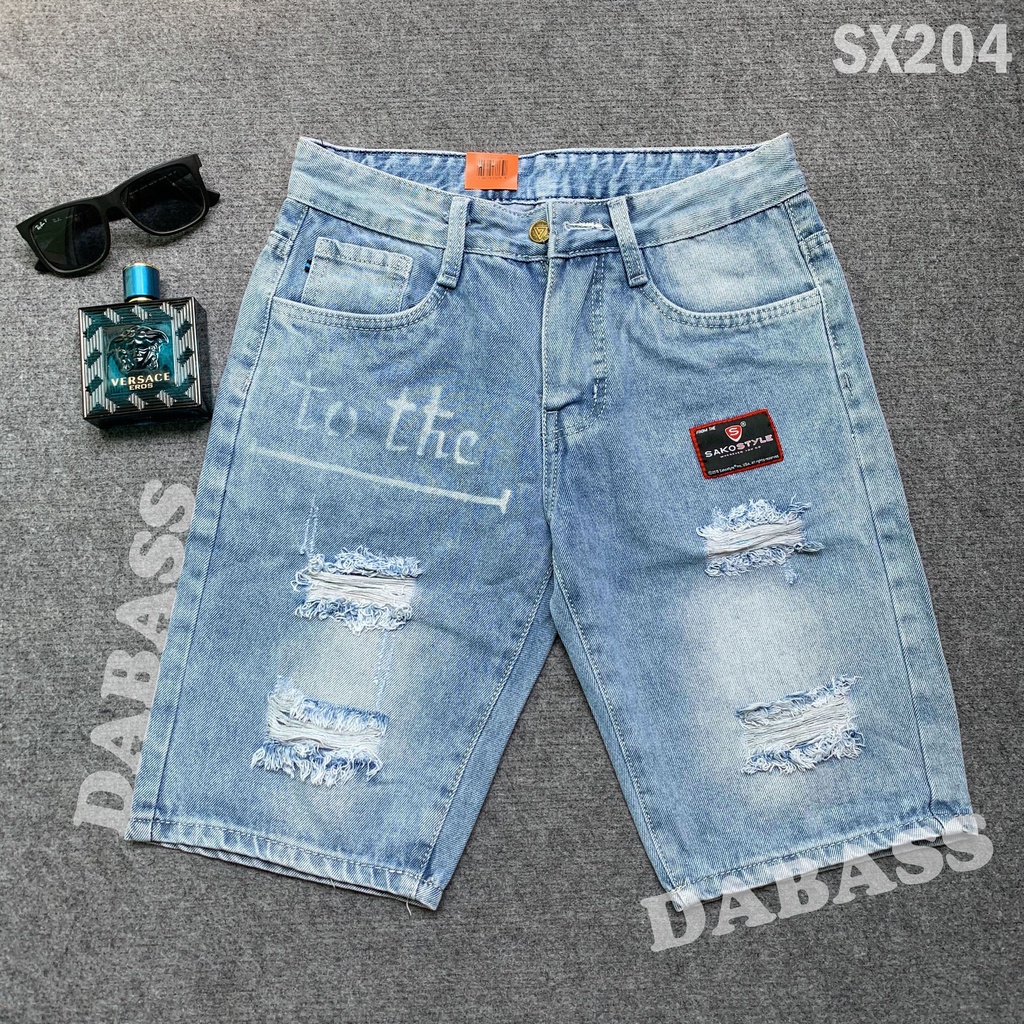 Quần short jean nam quần sọt đùi lửng ngố thêu hình trẻ trung cá tính [HÌNH THẬT TỰ CHỤP]