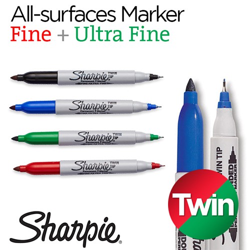 Bút lông dầu 2 ngòi tiện dụng Sharpie Twin Tip - Blue (Xanh dương)