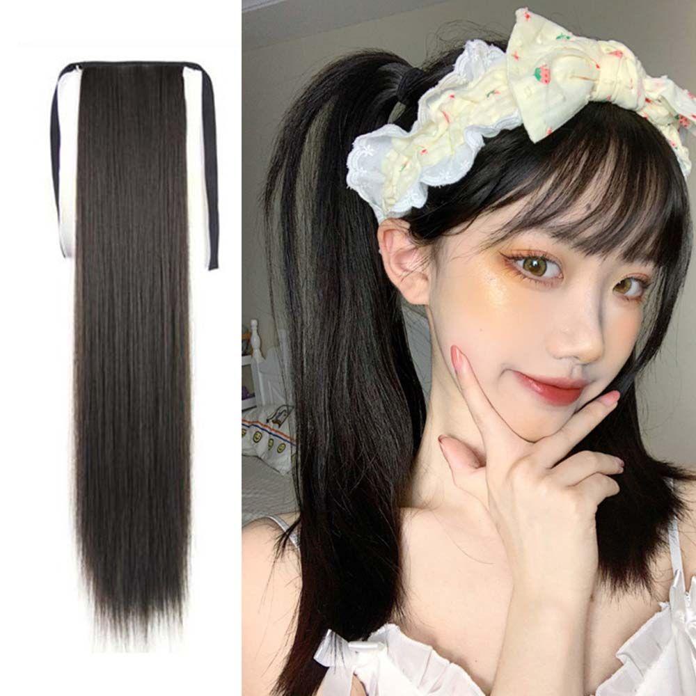 ANEMONE Tóc Giả Đuôi Ngựa Thẳng Dài Bằng Sợi Tổng Hợp Chịu Nhiệt Màu Nâu Phong Cách Lolita