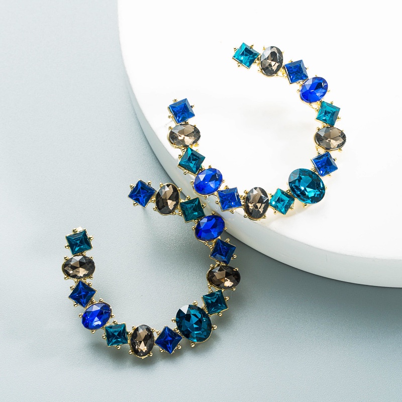 PINKDUDU Bông Tai Hình Chữ C / Vuông / Kính Cường Lực Bằng Kim Loại Phong Cách Boho Thời Trang Cho Nữ PD756