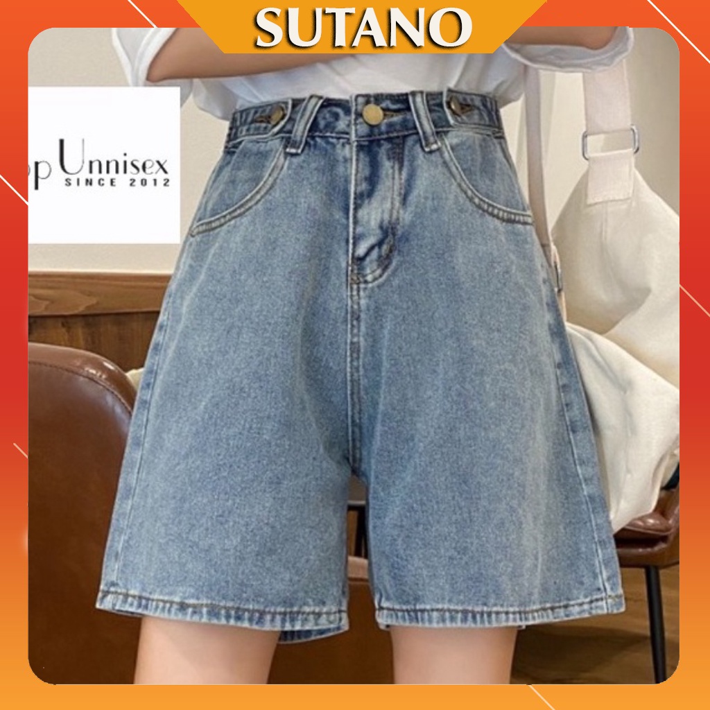 Quần short jean nữ ống rộng có cúc eo, quần sooc đùi chất bò mềm mịn Q436 SUTANO