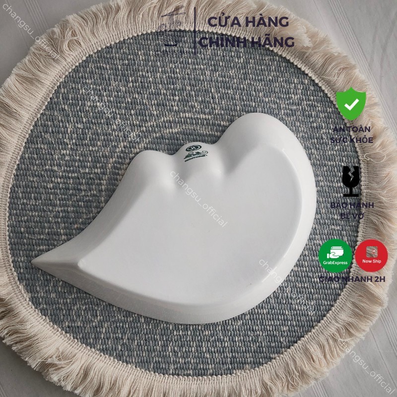 Bộ đĩa sứ decor 6 dĩa tim trang trí - Set đĩa hoa đẹp cúng gia tiên sứ - Vỡ 1 đổi 1