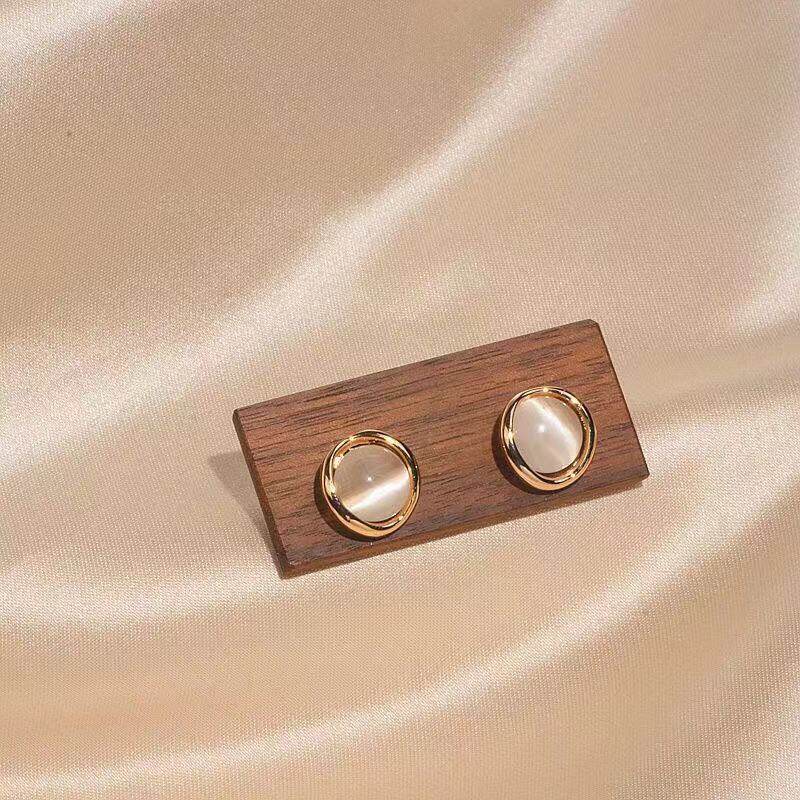 Khuyên Tai Đính Đá Opal Hình Oval Phong Cách Thời Trang Mới 2022