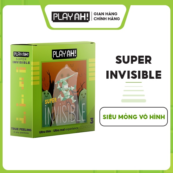 [Mua Kèm Deal 0Đ] Combo 2 Bao Cao Su PLAYAH Super Invisible Siêu Mỏng 2 Hộp 3 bao