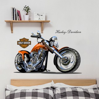Giấy Dán Tường Tự Dính Bằng PVC In Hình Mô Tô Harley Moto Trang Trí Nhà Cửa