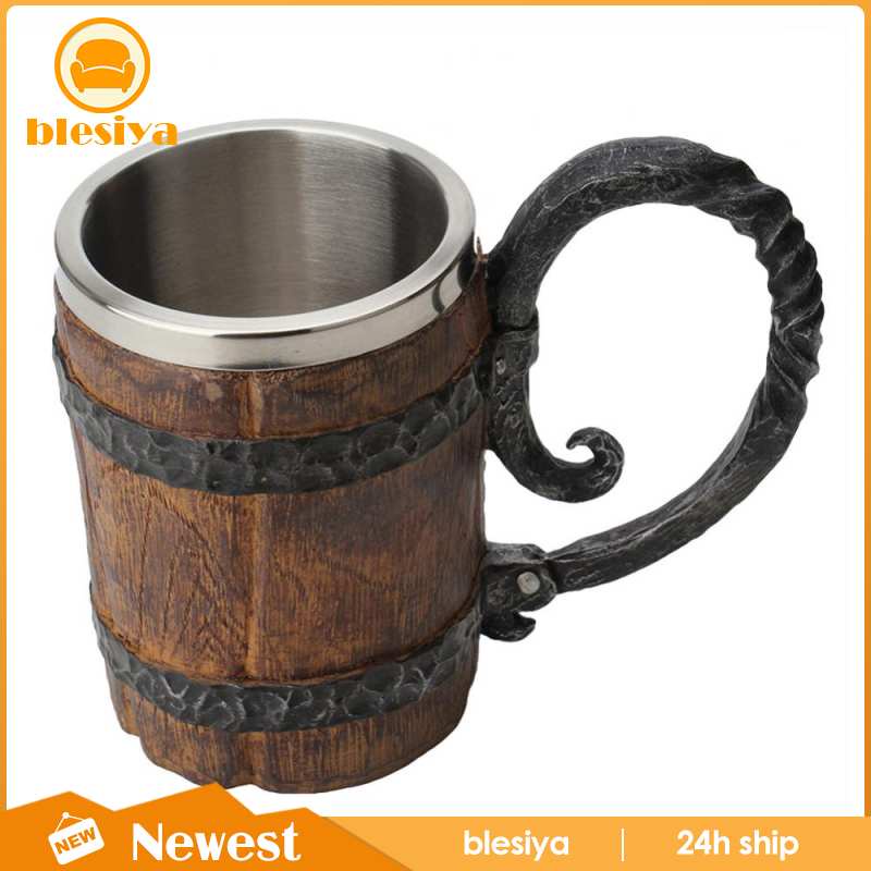 Cốc uống bia bằng gỗ phong cách Viking