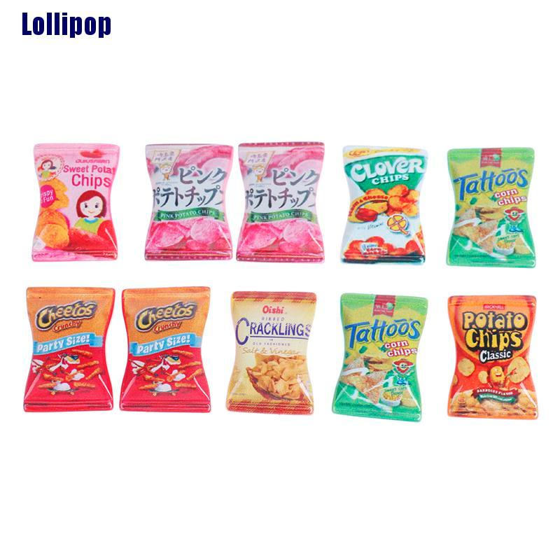 Set 10 mô hình bịch khoai tây chiên trang trí nhà búp bê