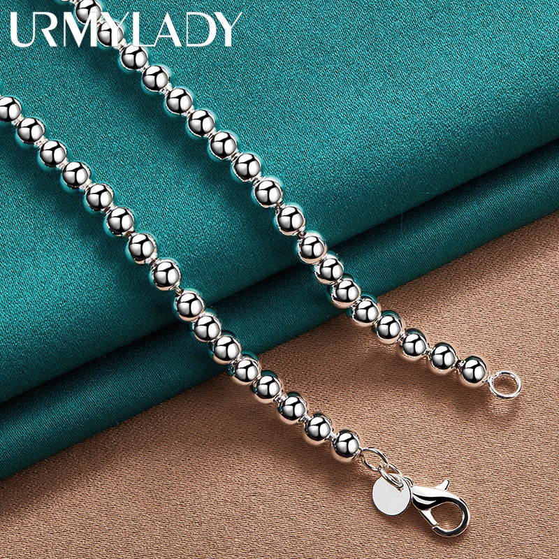 Vòng Cổ Hạt Tròn Bằng Bạc Sterling 925 18 Inch Thời Trang Cho Nam Nữ