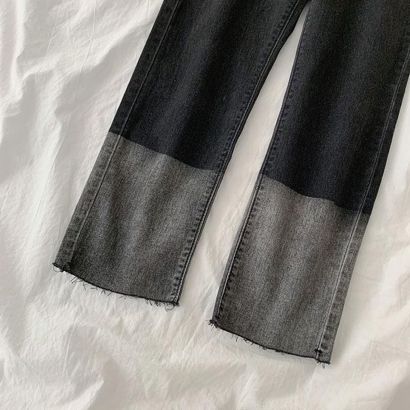 Quần jean phối hai màu dáng dài ulzzang 6676