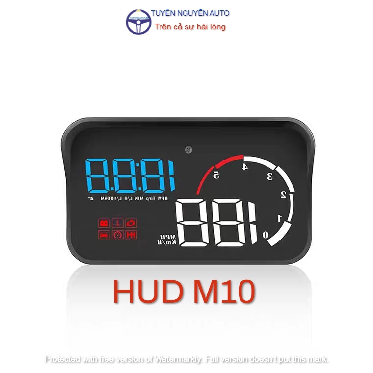 HUD M10 hiển thị tốc độ vòng tua máy đồng hồ và cảnh báo tốc độ ô tô xe hơi cắm cổng OBD2