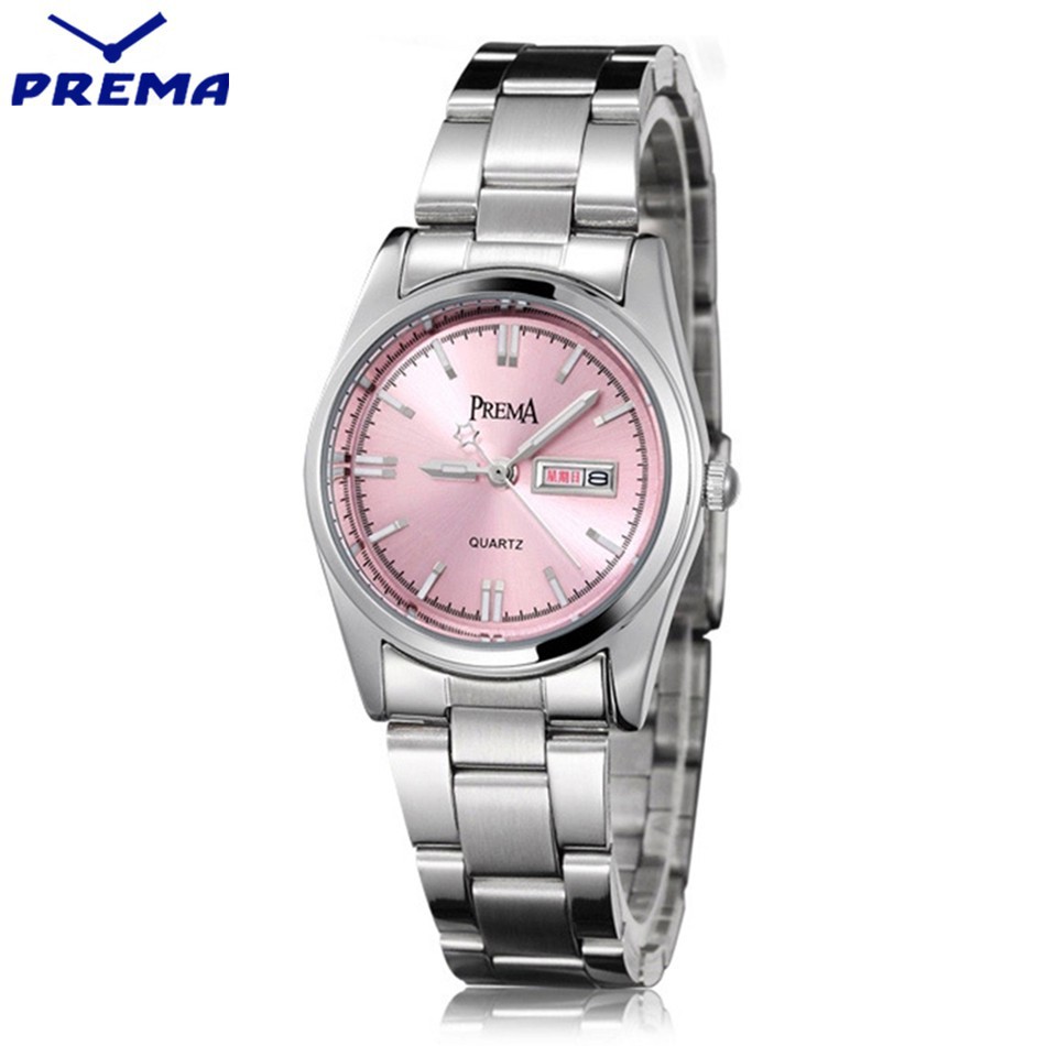 Đồng hồ nữ PREMA chạy 2 lịch -dây thép không gỉ 3 màu cao cấp