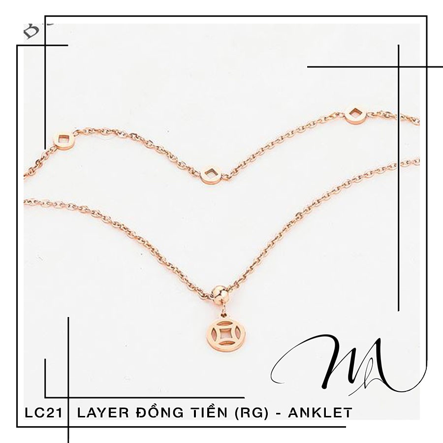 Lắc chân nữ Titan dây đôi mặt hình đồng tiền xinh xắn - Măng’s House LC21