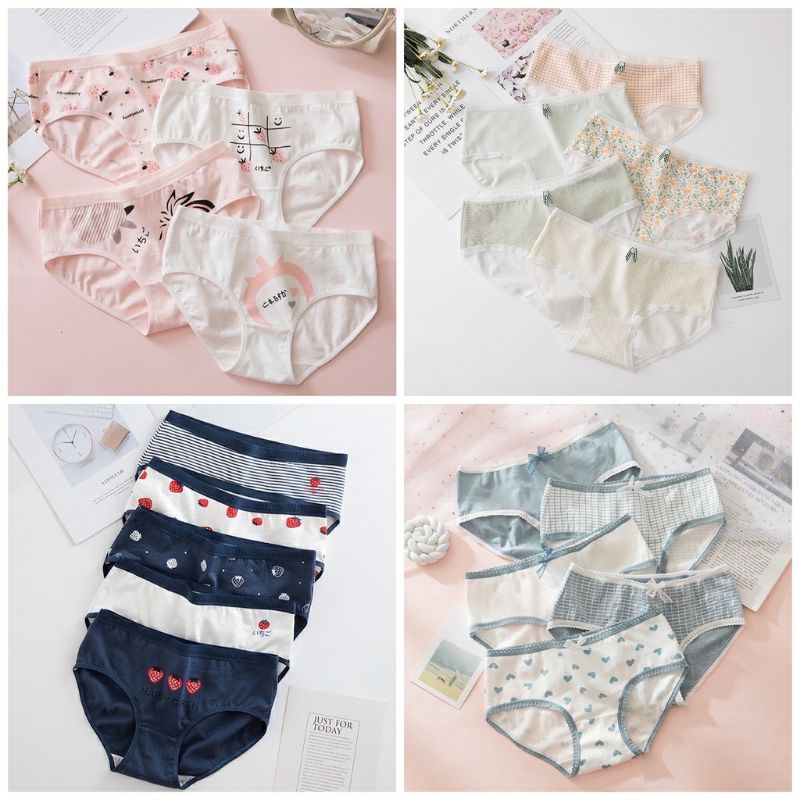  SET 4 Quần Lót Nữ Cotton Nâng Mông Thông Hơi Hoạ Tiết Dễ Thương BIKI CB1 | BigBuy360 - bigbuy360.vn