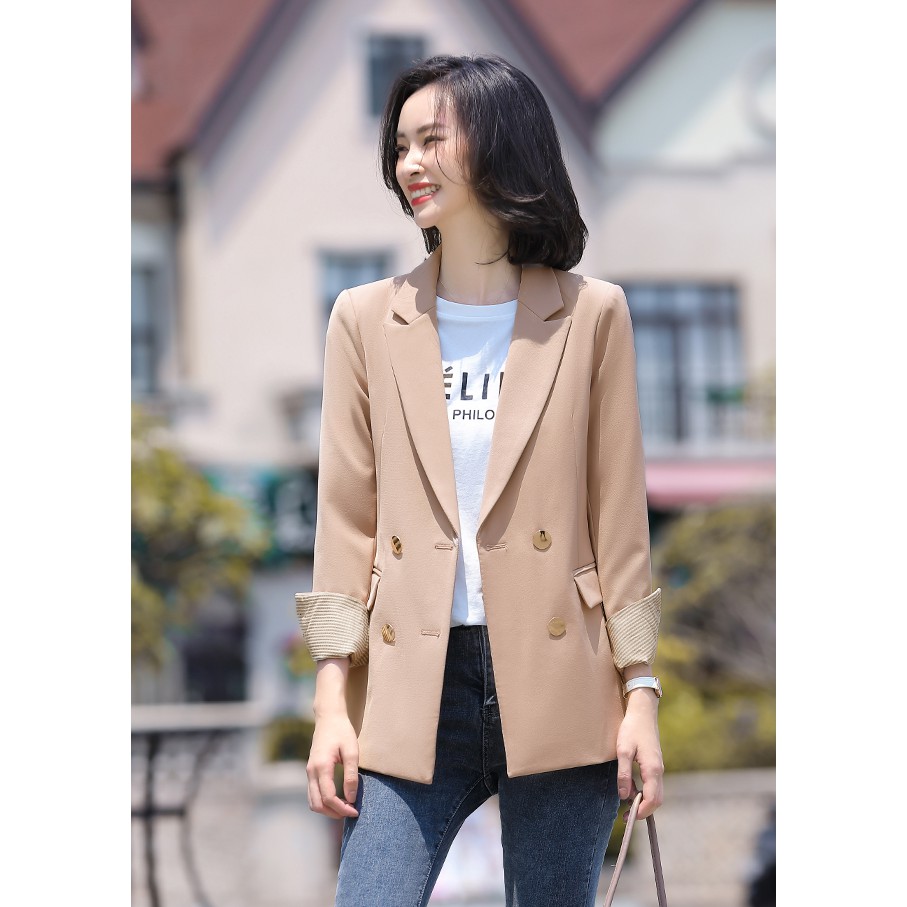 Áo vest Blazer nữ Titishop ANN259 Kem Luxury