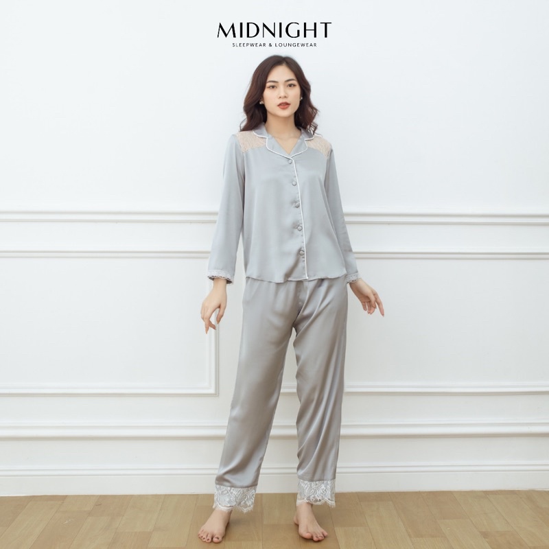 Đồ ngủ mặc nhà Pyjamas ren tay dài quần dài Midnight Sleepwear | BigBuy360 - bigbuy360.vn
