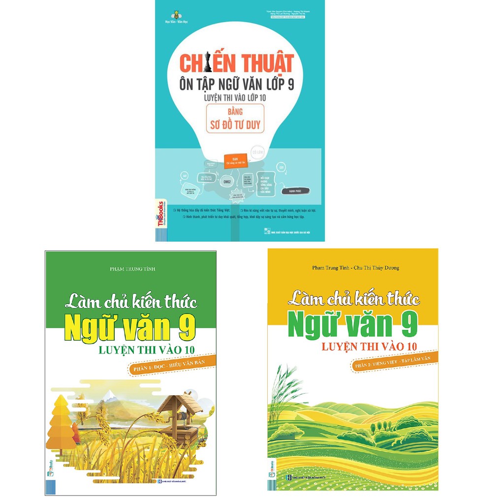 Sách - Combo Chiến Thuật Ôn Tập Ngữ Văn Lớp 9 Luyện Thi Vào Lớp 10 +Làm Chủ Kiến Thức Ngữ Văn 9 phần 1+ phần2