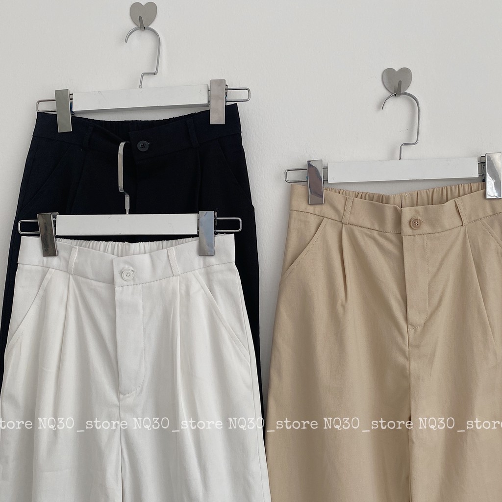 Quần Kaki Nữ Ống Rộng Lưng Chun Dáng Suông Nữ Ullzang