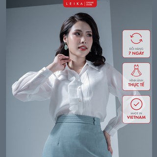 Áo sơ mi nữ cổ đức bèo nẹp LEIKA