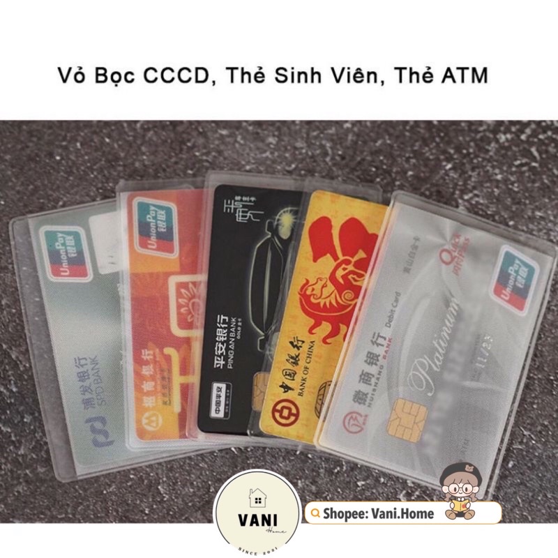 Vỏ bọc thẻ ATM CMND thẻ học sinh bảo quản Card - Túi đựng căn cước trong suốt bảo quản thẻ 1 mặt nhám chống vân tay